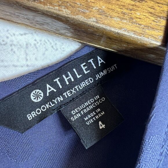 Athleta Brooklyn Textured Jumpsuit Medieval Violet Size 4 #981034 NWT - Picture 6 of 13